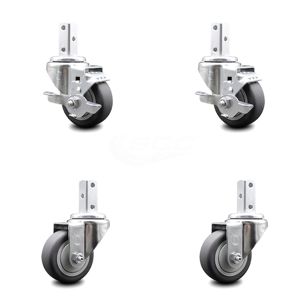 Service Caster 3.5 Inch Thermoplastic Rubber Swivel 7/8 Inch Square Stem Caster Brake SCC, 2PK SCC-SQ20S3514-TPRB-TLB-78-2-S-2 - main